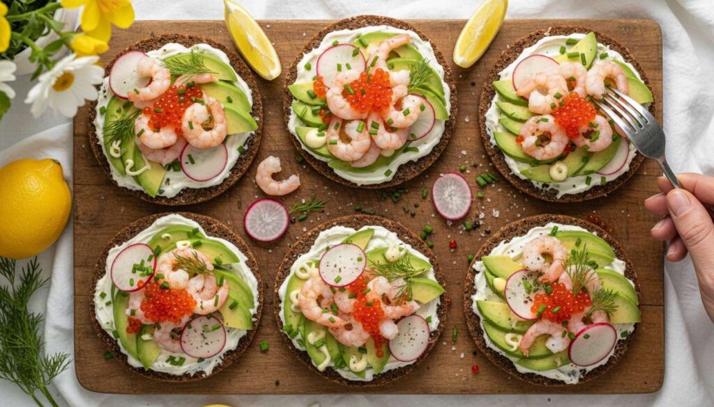 Rugbrødssnitter til påskefrokost: Meyers' opskrift med avocado og rejer imponerer gæsterne