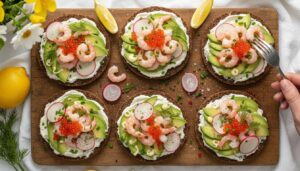 Rugbrødssnitter til påskefrokost: Meyers' opskrift med avocado og rejer imponerer gæsterne