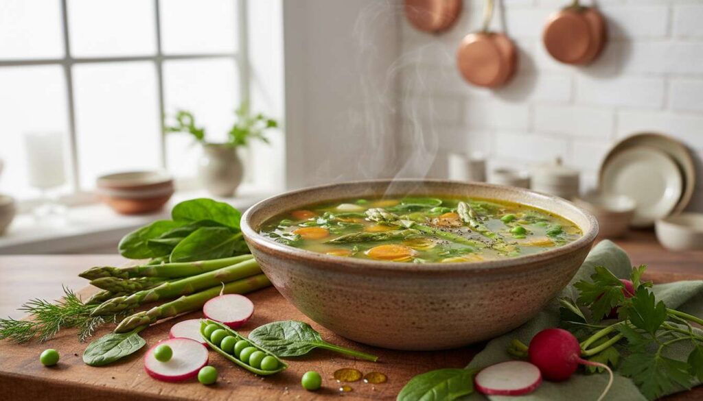 Grøntsagssuppe med forårets første grønne: ernæringseksperters anbefaling til immunforsvaret